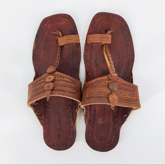 Vintage | Shoes | Kolhapuri Chappals Leather Jesus Sandals W 85 | Poshmark